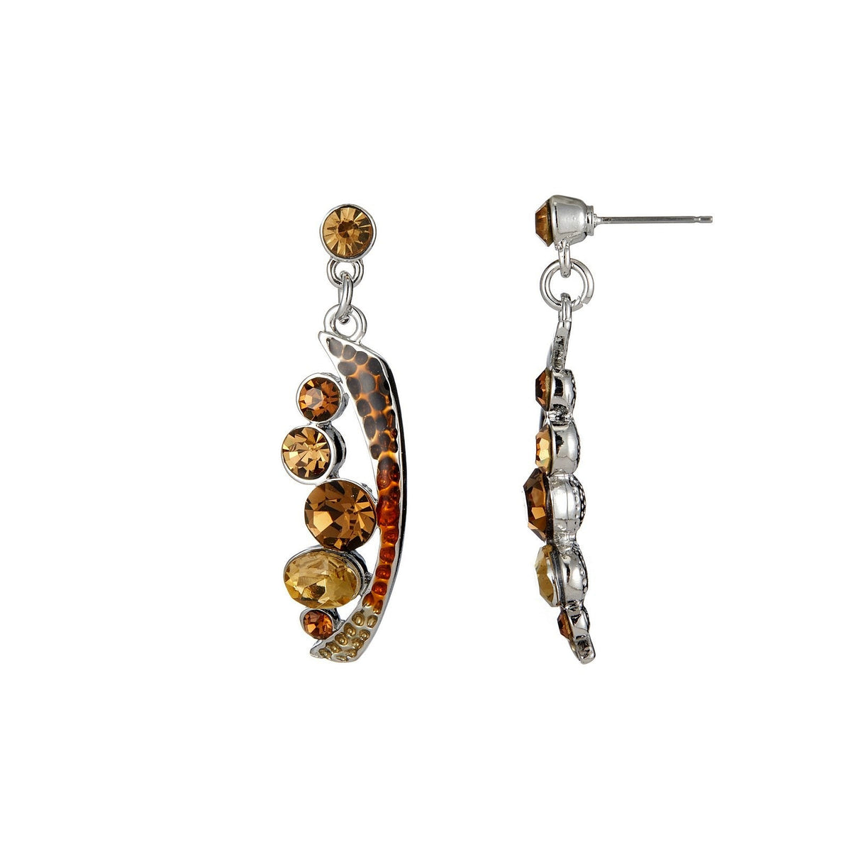 Boucles D'oreilles Pendantes T.Street - Émail Bleu/vert Avec Strass - Clous Argentés - Neuves Sans Emballage