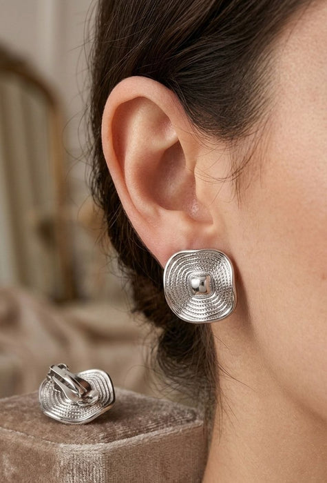 Boucles d'oreilles clip Vasiliki en acier inoxydable