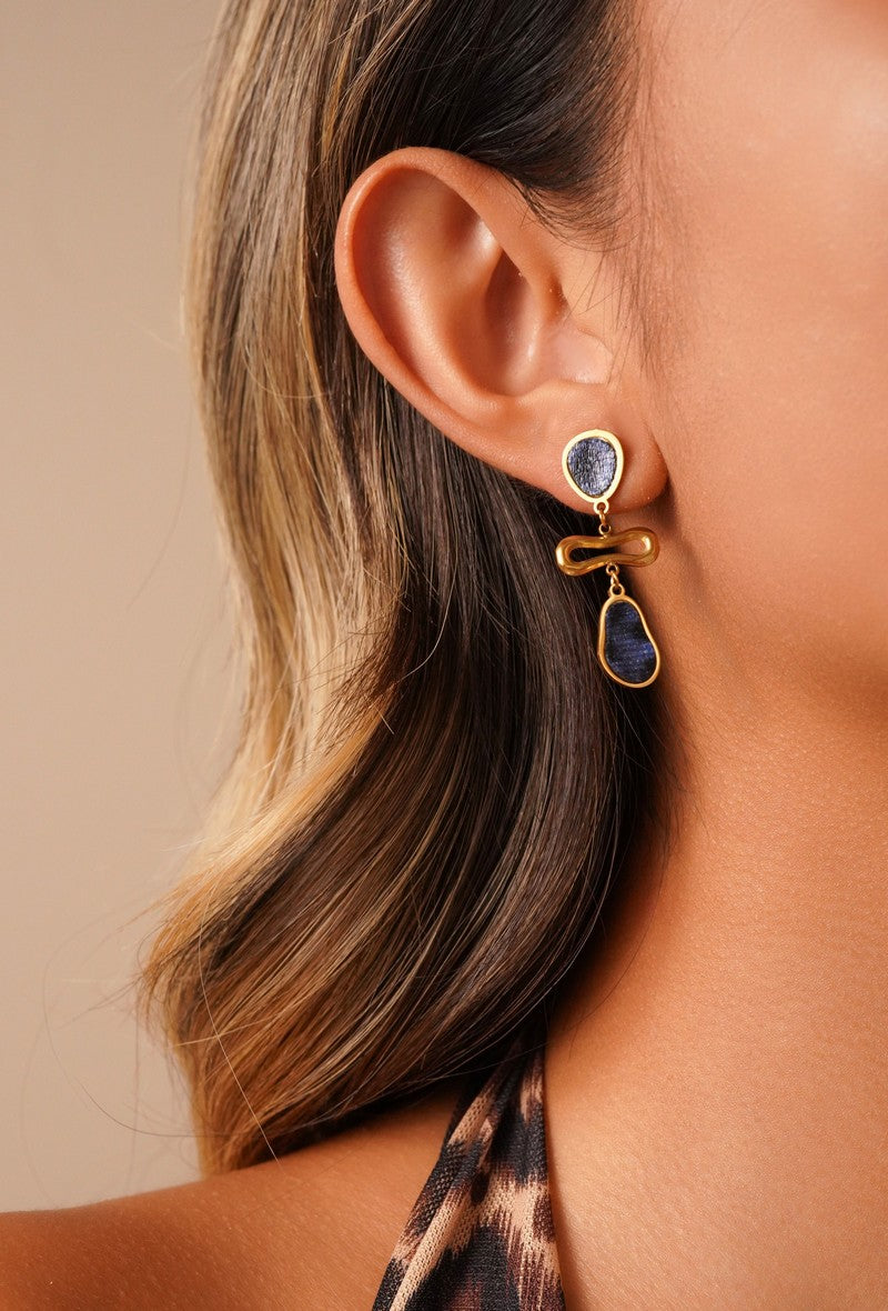 Boucle d'oreille tige Yaqouta en acier inoxydable
