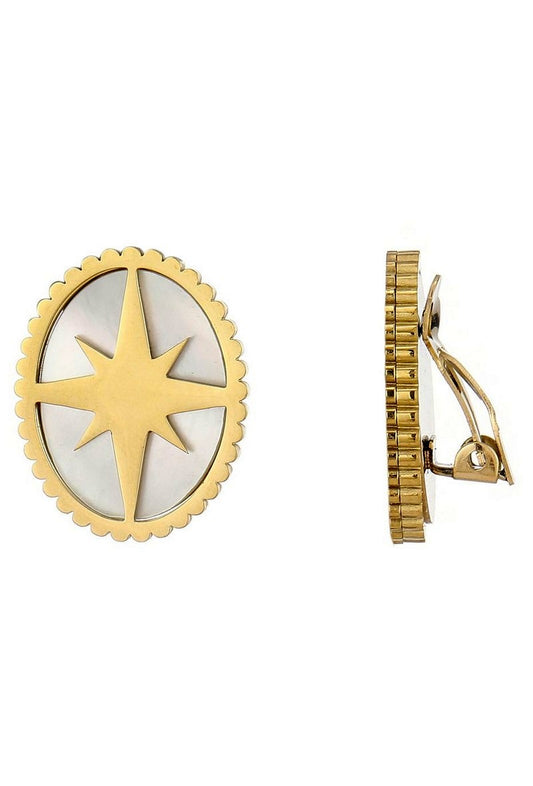 Boucles d'oreilles clip Zahira en acier inoxydable